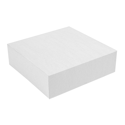 BOÎTES PATISSERIES SANS FENÊTRE 'THEPACK' 240 G/M2 23x23x5 CM BLANC CARTON ONDULÉ NANO-MICRO (200 UNITÉ)