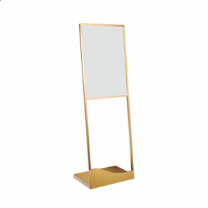 PORTE MENU DIN-A2 AVEC SOCLE  43x30x130 CM DORE METAL (1 UNITÉ)