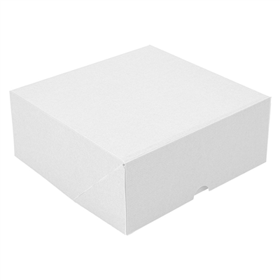 BOÎTES PATISSERIES SANS FENÊTRE 'THEPACK' 250 G/M2 20x20x8 CM BLANC CARTON ONDULÉ NANO-MICRO (200 UNITÉ)
