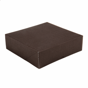 BOÎTES PATISSERIES SANS FENÊTRE 'THEPACK' 240 G/M2 26x26x5 CM CHOCOLAT CARTON ONDULÉ NANO-MICRO (100 UNITÉ)