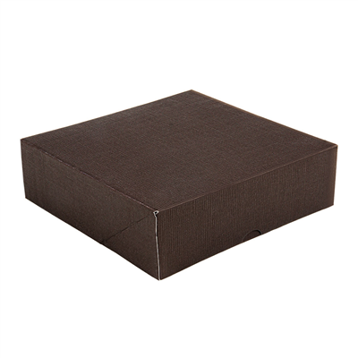 BOÎTES PATISSERIES SANS FENÊTRE 'THEPACK' 240 G/M2 26x26x5 CM CHOCOLAT CARTON ONDULÉ NANO-MICRO (100 UNITÉ)