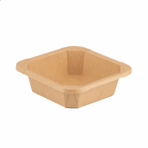 RÉCIPIENTS CARRÉS  300 ML 280 +18 PE G/M2 12,4x12,4x3,5 CM NATUREL KRAFT (50 UNITÉ)