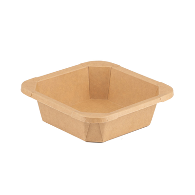 RÉCIPIENTS CARRÉS  300 ML 280 +18 PE G/M2 12,4x12,4x3,5 CM NATUREL KRAFT (50 UNITÉ)