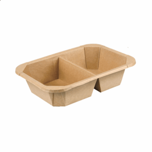 RÉCIPIENTS AVEC COMPARTIMENTS  900 ML 300 +18 PE G/M2 21,6x15,4x4 CM NATUREL KRAFT (300 UNITÉ)