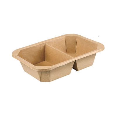 RÉCIPIENTS AVEC COMPARTIMENTS  900 ML 300 +18 PE G/M2 21,6x15,4x4 CM NATUREL KRAFT (300 UNITÉ)