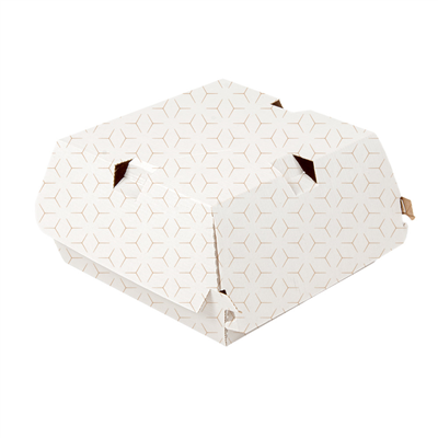 BOÎTES HAMBURGER 'THEPACK CUBE'  220 G/M2 14,7x14x7 CM BLANC/NATUREL CARTON ONDULÉ NANO-MICRO (500 UNITÉ)