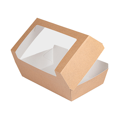 BOÎTES "LUNCH BOX" AVEC FENÊTRE 'THEPACK'  275 G/M2 22x13,5x9 CM NATUREL CARTON ONDULÉ NANO-MICRO (300 UNITÉ) – Image 5