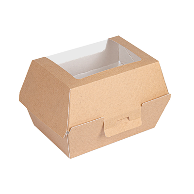 BOÎTES POUR FRITURE AVEC FENÊTRE 'THEPACK'  220 G/M2 14,5x10,5x9 CM NATUREL CARTON ONDULÉ NANO-MICRO (500 UNITÉ)