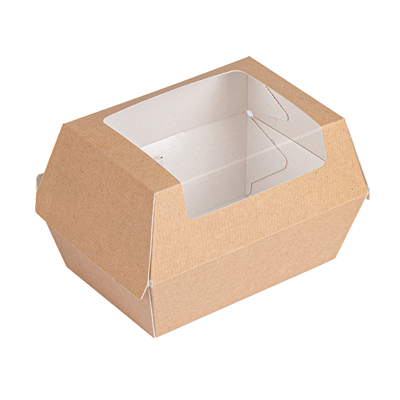 BOÎTES POUR FRITURE AVEC FENÊTRE 'THEPACK'  220 G/M2 14,5x10,5x9 CM NATUREL CARTON ONDULÉ NANO-MICRO (500 UNITÉ) – Image 2