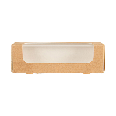 BOÎTES POUR MACARONS AVEC FENÊTRE 'THEPACK'  220 G/M2 + OPP 16x5x5 CM NATUREL CARTON ONDULÉ NANO-MICRO (400 UNITÉ) – Image 2