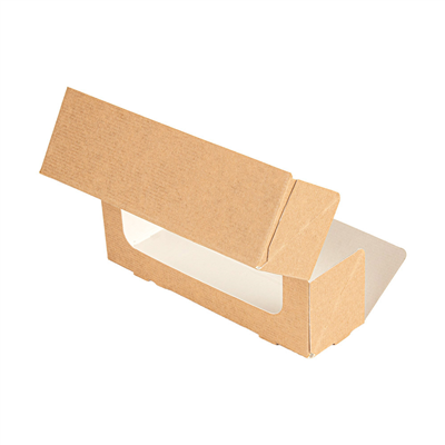 BOÎTES POUR MACARONS AVEC FENÊTRE 'THEPACK'  220 G/M2 + OPP 16x5x5 CM NATUREL CARTON ONDULÉ NANO-MICRO (400 UNITÉ) – Image 3
