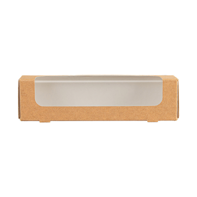 BOÎTES POUR MACARONS AVEC FENÊTRE 'THEPACK'  220 G/M2 + OPP 19x5x5 CM NATUREL CARTON ONDULÉ NANO-MICRO (400 UNITÉ) – Image 2