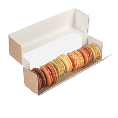 BOÎTES POUR MACARONS AVEC FENÊTRE 'THEPACK'  220 G/M2 + OPP 19x5x5 CM NATUREL CARTON ONDULÉ NANO-MICRO (400 UNITÉ) – Image 4