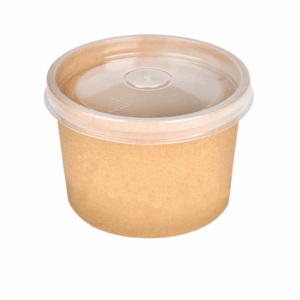RÉCIPIENTS +COUVERCLES 240 ML - 8 oz 300 + 18 PE G/M2 Ø9/7,5x6 CM NATUREL KRAFT (250 UNITÉ)