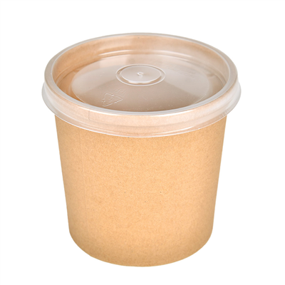 RÉCIPIENTS + COUVERCLES 360 ML - 12 oz 300 + 18 PE G/M2 Ø 9/7,3x8,6 CM NATUREL KRAFT (250 UNITÉ)