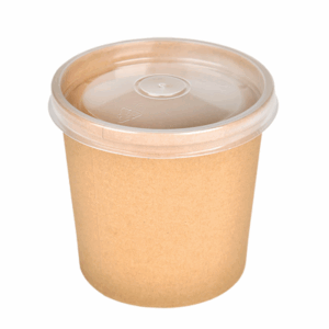 RÉCIPIENTS + COUVERCLES 480 ML - 16 oz 320 + 18 PE G/M2 Ø 9,8/7,5x10 CM NATUREL KRAFT (250 UNITÉ)