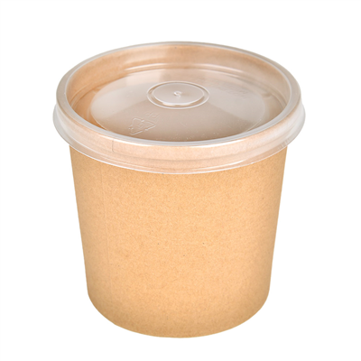 RÉCIPIENTS + COUVERCLES 780 ML - 26 oz 330 + 18 PE G/M2 Ø11,6/9,3x11 CM NATUREL KRAFT (250 UNITÉ)