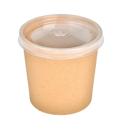 RÉCIPIENTS + COUVERCLES 960 ML - 32 oz 330 + 18 PE G/M2 Ø11,7/9x13,5 CM NATUREL KRAFT (250 UNITÉ)