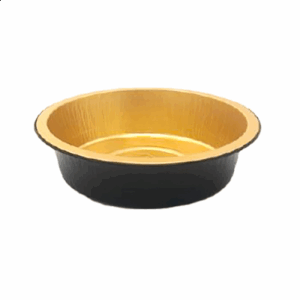 RÉCIPIENTS LAQUÉS 1200 ML Ø 19,6/16x5,5 CM NOIR/OR ALUMINIUM (50 UNITÉ)