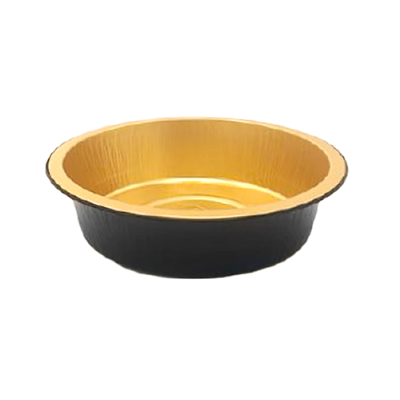 RÉCIPIENTS LAQUÉS 1200 ML Ø 19,6/16x5,5 CM NOIR/OR ALUMINIUM (50 UNITÉ)