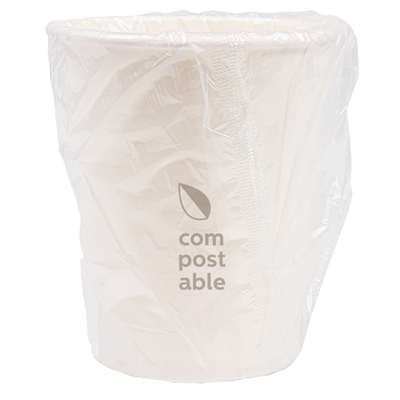 GOBELETS EN SACHET 240 ML 280 + 18 PE G/M2 Ø8/5,6x9,2 CM BLANC CARTON (1000 UNITÉ)