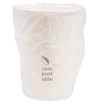 GOBELETS EN SACHET 360 ML 300 + 18 PE G/M2 Ø9/6x11 CM BLANC CARTON (1000 UNITÉ)