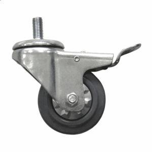 ROUE AVEC FREIN POUR 127.67/158.10  Ø 7,62 CM ARGENTE INOX (1 UNITÉ)