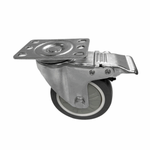 ROUE AVEC FREIN POUR 164.42  Ø 10,16 CM ARGENTE INOX (1 UNITÉ)