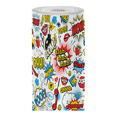 PAPIER CADEAUX 'COMIC'  60 G/M2 0,7x100 M BLANC KRAFT VERGÉ (1 UNITÉ)
