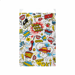 SACHETS PLATS 'COMIC'  60 G/M2 19+8x35 CM CELLULOSE (250 UNITÉ)