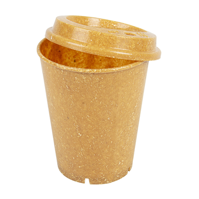 VERRES + COUVERCLES RÉUTILISABLES 'RE-USE IT' 360 ML Ø9,2/6,5 x11 CM NATUREL BIOCOMPOSITE (5 UNITÉ) – Image 2