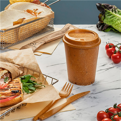 VERRES + COUVERCLES RÉUTILISABLES 'RE-USE IT' 360 ML Ø9,2/6,5 x11 CM NATUREL BIOCOMPOSITE (5 UNITÉ) – Image 7