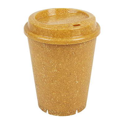 VERRES + COUVERCLES RÉUTILISABLES 'RE-USE IT' 360 ML Ø9,2/6,5 x11 CM NATUREL BIOCOMPOSITE (5 UNITÉ)