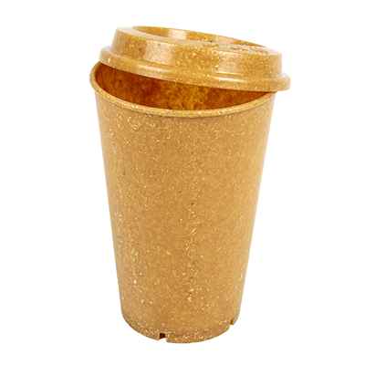 VERRES + COUVERCLES RÉUTILISABLES 'RE-USE IT' 480 ML Ø9,2/6,5 x13,7 CM NATUREL BIOCOMPOSITE (4 UNITÉ) – Image 2