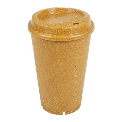 VERRES + COUVERCLES RÉUTILISABLES 'RE-USE IT' 480 ML Ø9,2/6,5 x13,7 CM NATUREL BIOCOMPOSITE (4 UNITÉ)