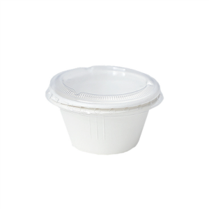MINI POTS + COUVERCLES PET 'BIONIC' 60 ML Ø 6,9x3+0,7 CM BLANC BAGASSE (1000 UNITÉ)
