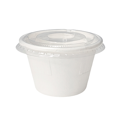 MINI POTS + COUVERCLES 'BIONIC' 120 ML Ø7,4x5,1+0,7 CM BLANC BAGASSE (800 UNITÉ)