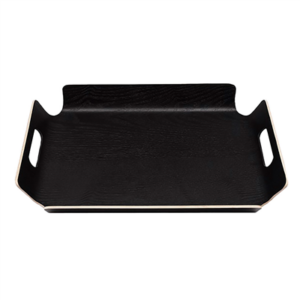 PLATEAU AVEC POIGNÉES   40x29,5x4,5 CM NOIR BOIS (1 UNITÉ)