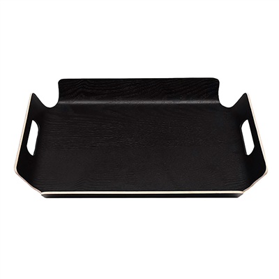 PLATEAU AVEC POIGNÉES   40x29,5x4,5 CM NOIR BOIS (1 UNITÉ)