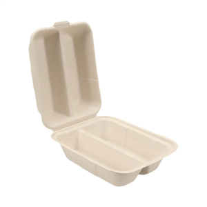 BOÎTES POUR BURRITOS 2 COMPARTIMENTS 'BIONIC' 420 ML 36,58x14,8x4,75 CM NATUREL BAGASSE (300 UNITÉ)