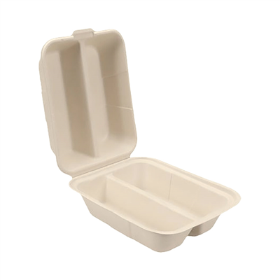 BOÎTES POUR BURRITOS 2 COMPARTIMENTS 'BIONIC' 420 ML 36,58x14,8x4,75 CM NATUREL BAGASSE (300 UNITÉ)