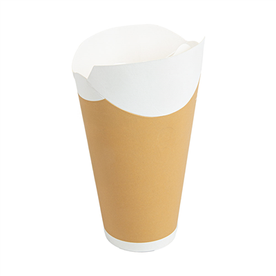 GOBELETS 1 PAROI FERMETURE PAPILLON  370 ML - 12,3 oz 300 + 18 PE G/M2 Ø9/5,8x17 CM BLANC CARTON (800 UNITÉ)