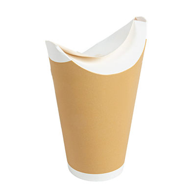 GOBELETS 1 PAROI FERMETURE PAPILLON  370 ML - 12,3 oz 300 + 18 PE G/M2 Ø9/5,8x17 CM BLANC CARTON (800 UNITÉ) – Image 3