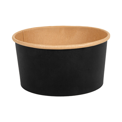 POTS SALADIERS  1000 ML - 33,3 oz 300 + 18 PE G/M2 Ø15/12,8x7,5 CM NOIR KRAFT (300 UNITÉ) – Image 2