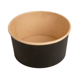 POTS SALADIERS  1000 ML - 33,3 oz 300 + 18 PE G/M2 Ø15/12,8x7,5 CM NOIR KRAFT (300 UNITÉ)
