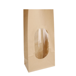 SACS SOS AVEC FENÊTRE  1000 GR 60 G/M2 + 3µ OPP 11+6x18 CM NATUREL KRAFT (500 UNITÉ)