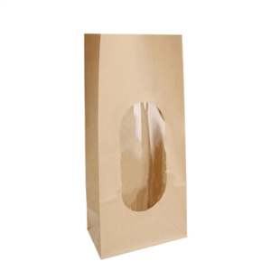 SACS SOS AVEC FENÊTRE  1000 GR 60 G/M2 + 3µ OPP 9+6x18 CM NATUREL KRAFT (500 UNITÉ)