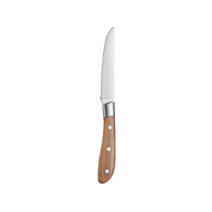 COUTEAUX À VIANDE - MANCHE EN BOIS OLIVIA  23 CM ARGENTE INOX (12 UNITÉ)
