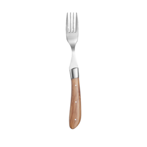 FOURCHETTES À STEAK - MANCHE EN BOIS OLIVIA  23 CM ARGENTE INOX (12 UNITÉ)