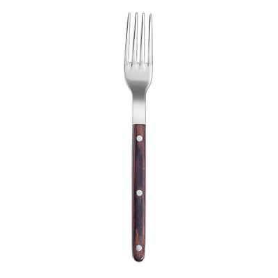 FOURCHETTES À STEAK - MANCHE EN BOIS DAKOTA  21 CM ARGENTE INOX (12 UNITÉ)